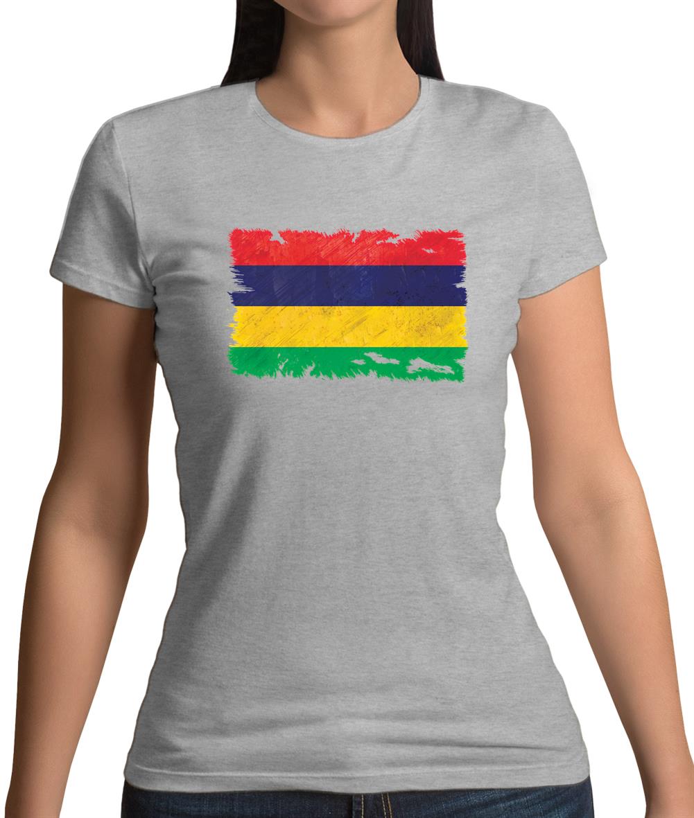 Mauritius Grunge Style Flag Womens T-Shirt