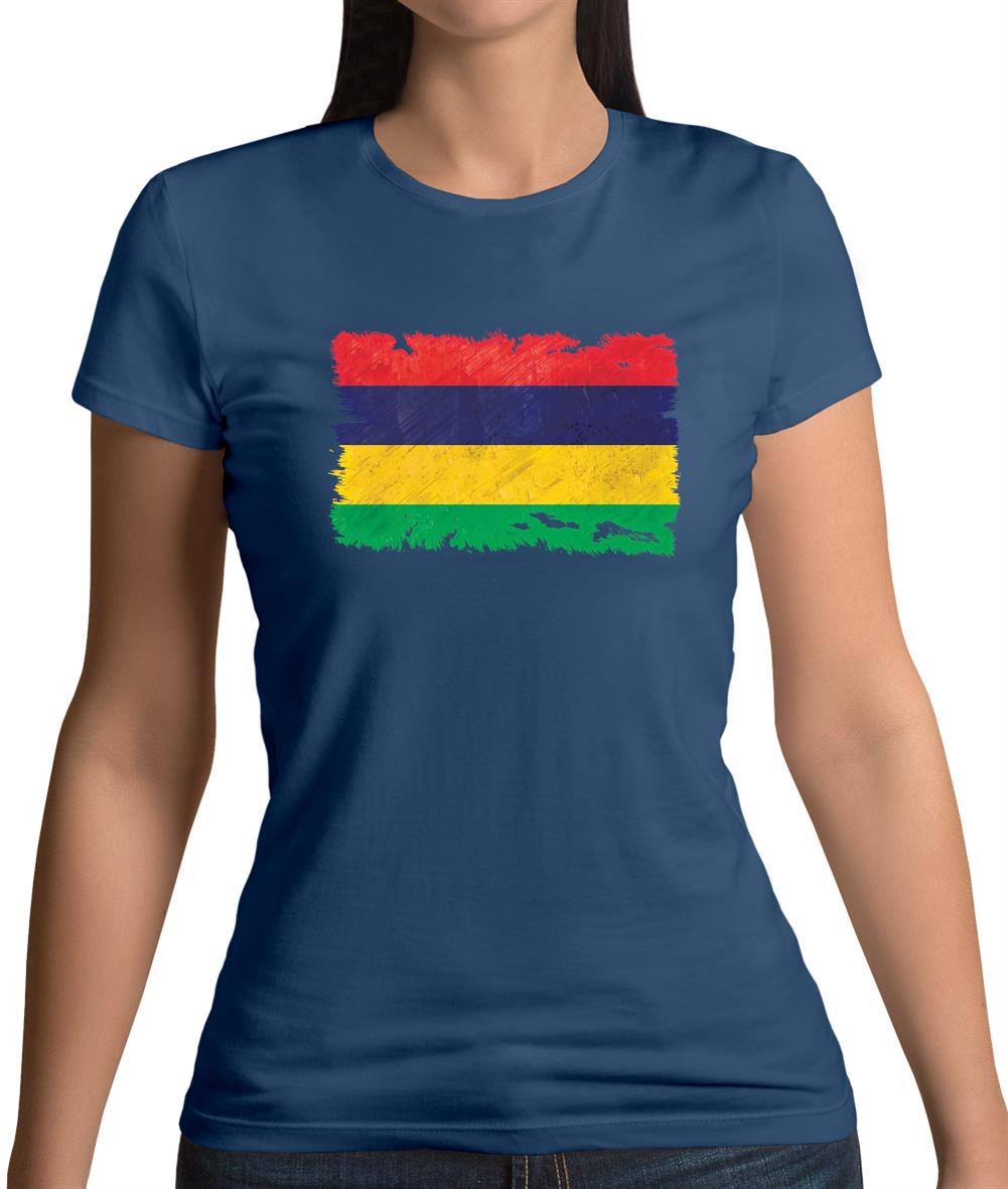 Mauritius Grunge Style Flag Womens T-Shirt