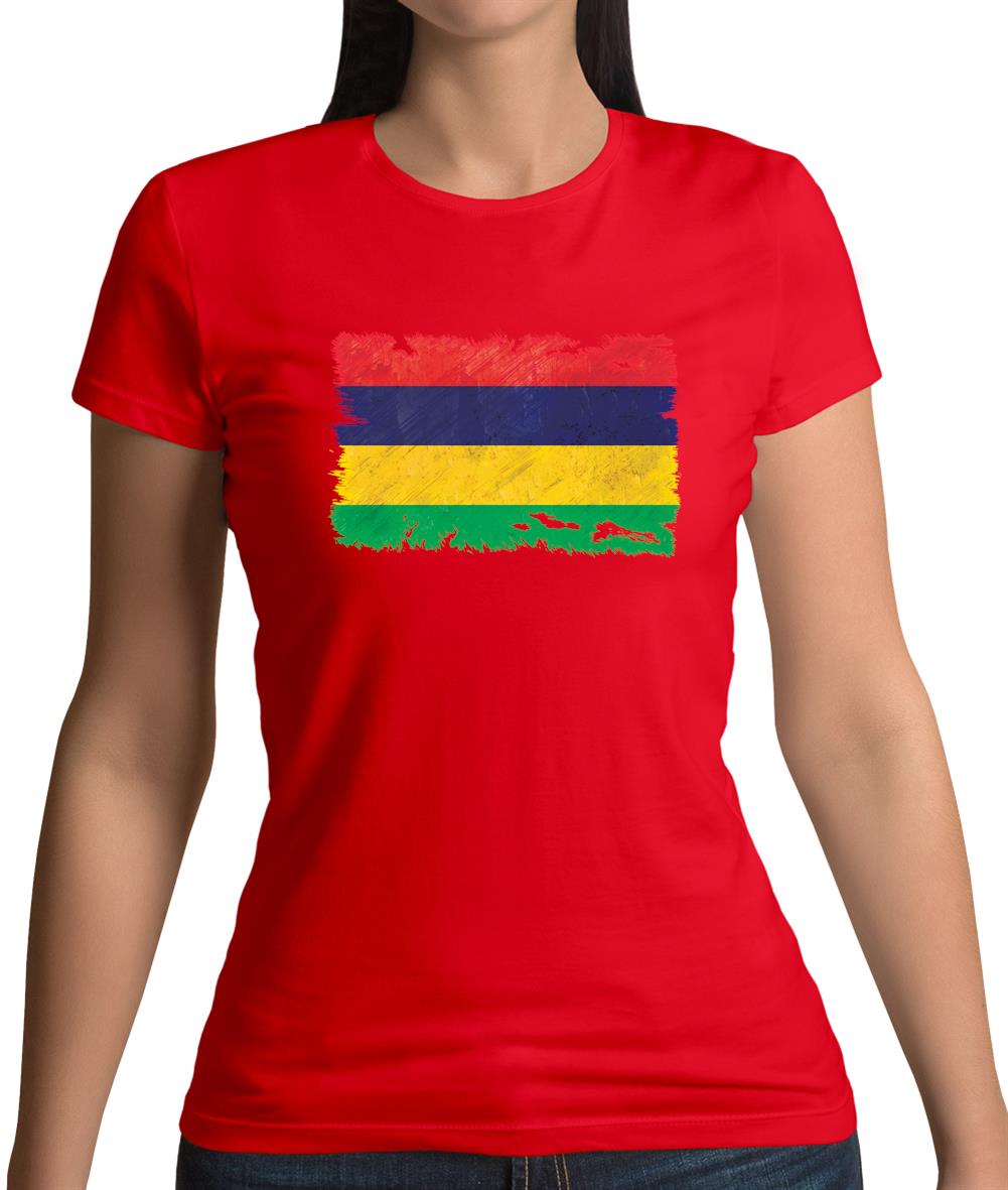Mauritius Grunge Style Flag Womens T-Shirt
