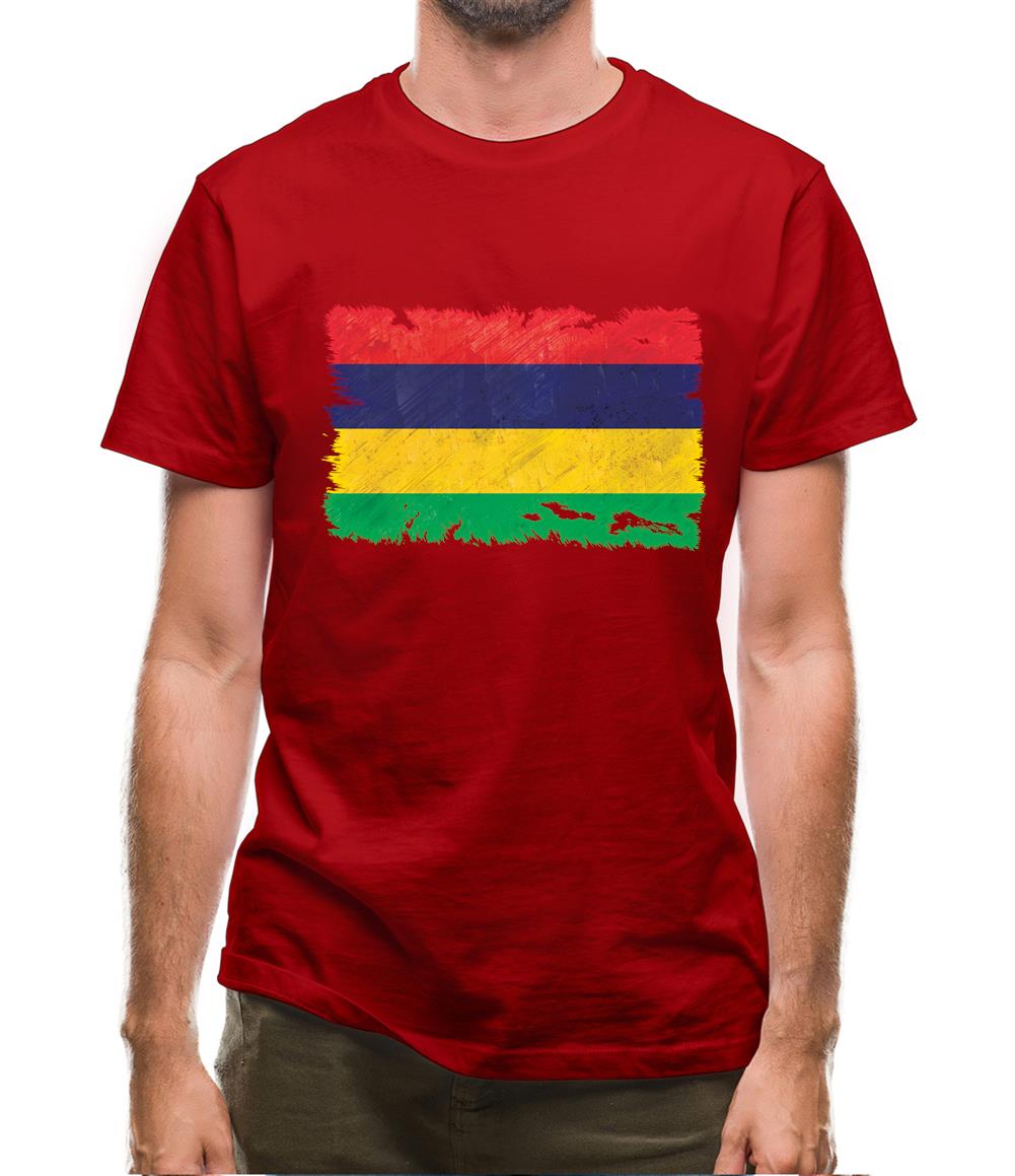 Mauritius Grunge Style Flag Mens T-Shirt