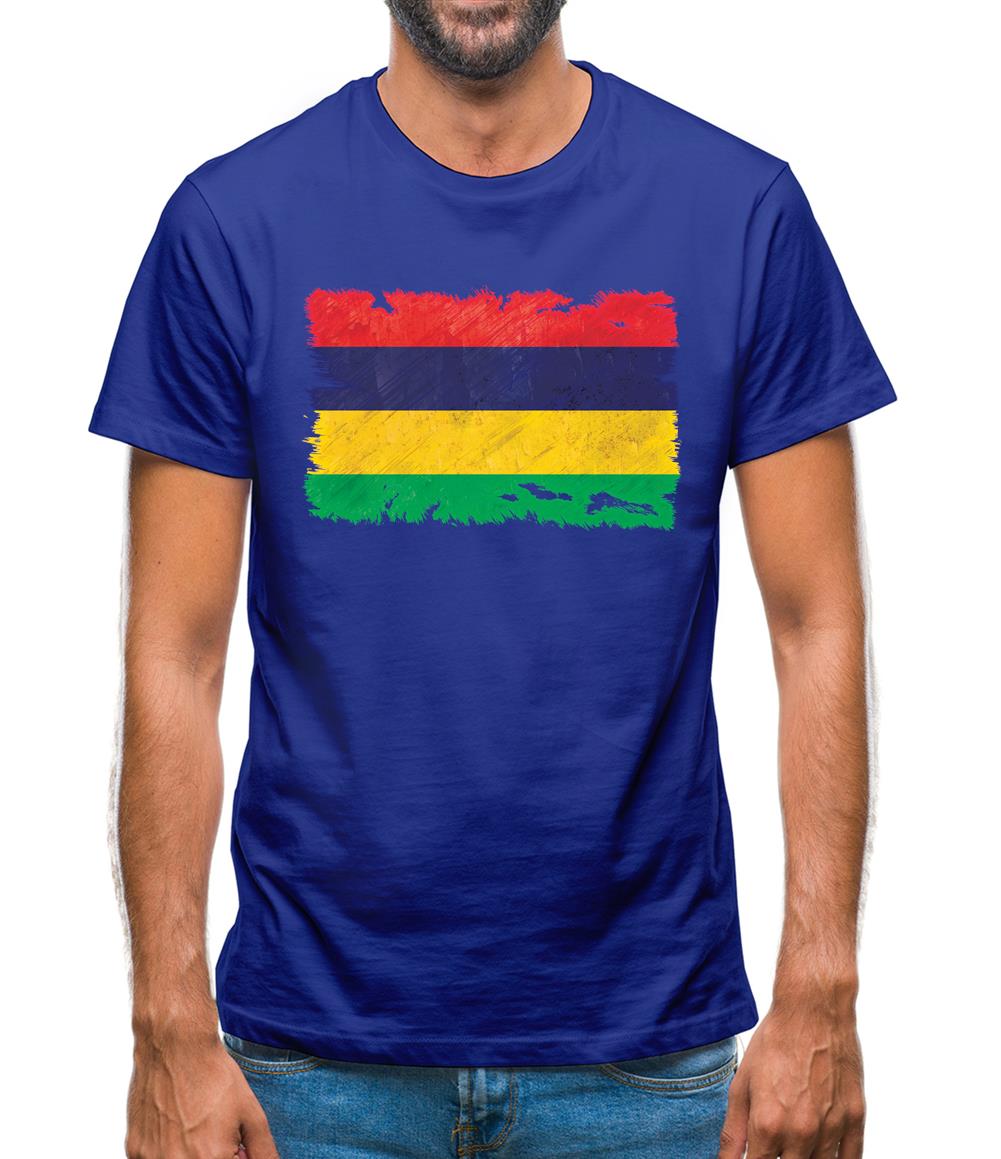 Mauritius Grunge Style Flag Mens T-Shirt