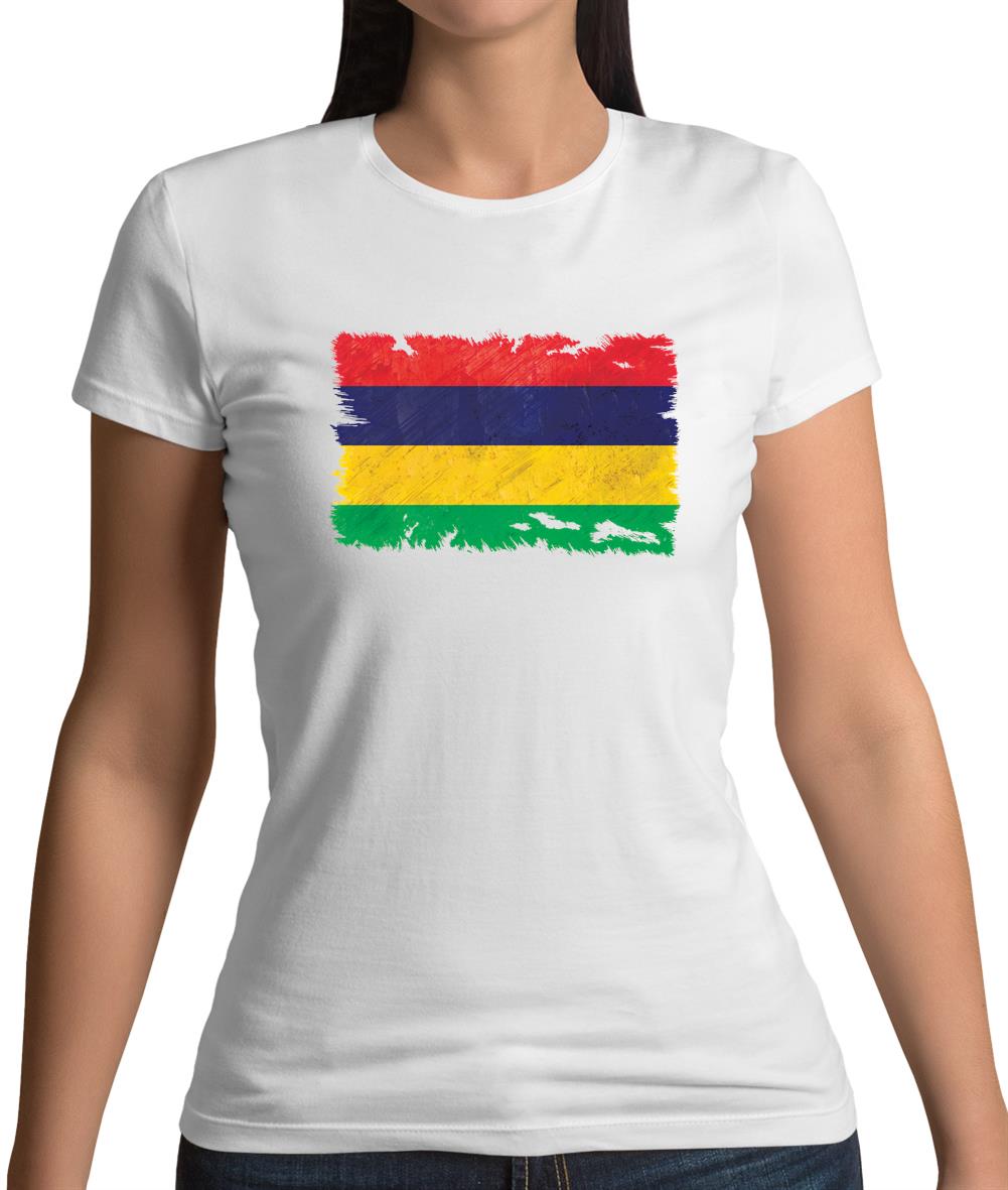 Mauritius Grunge Style Flag Womens T-Shirt