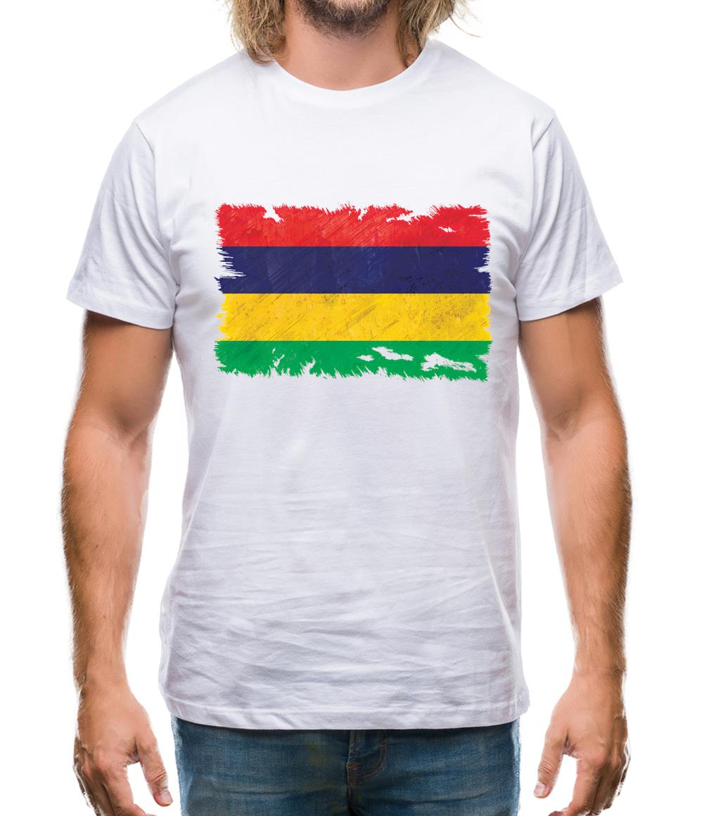 Mauritius Grunge Style Flag Mens T-Shirt