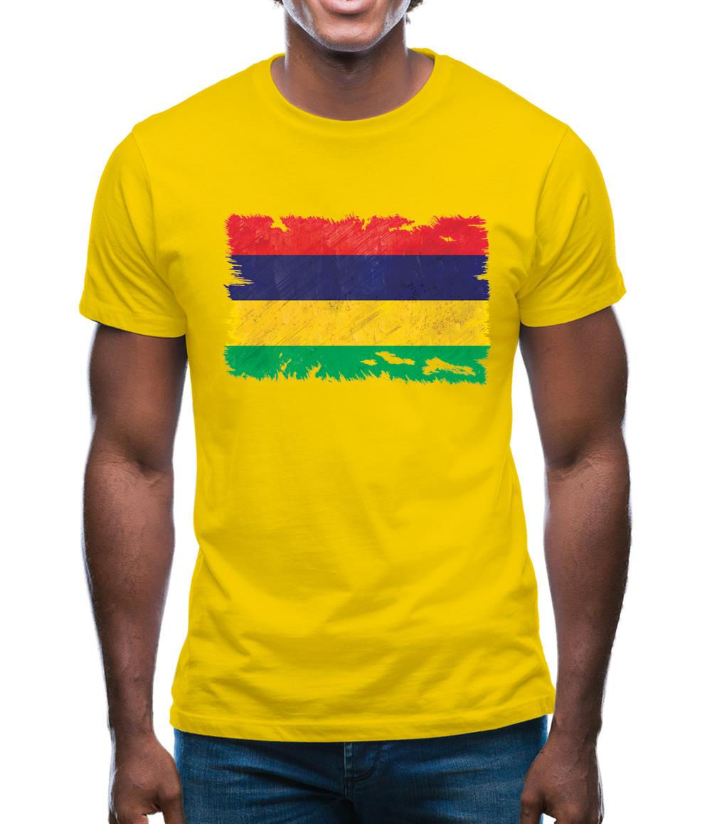 Mauritius Grunge Style Flag Mens T-Shirt