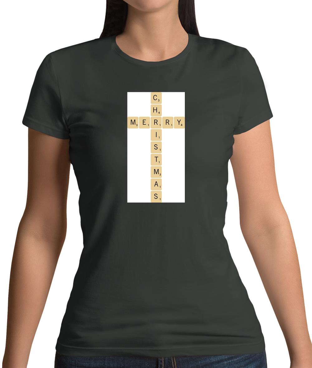Merry Christmas Letter Piece Womens T-Shirt