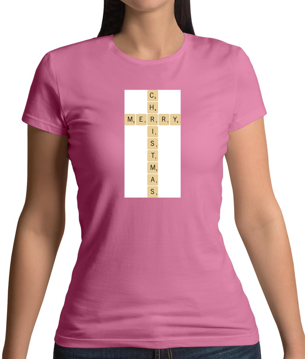 Merry Christmas Letter Piece Womens T-Shirt