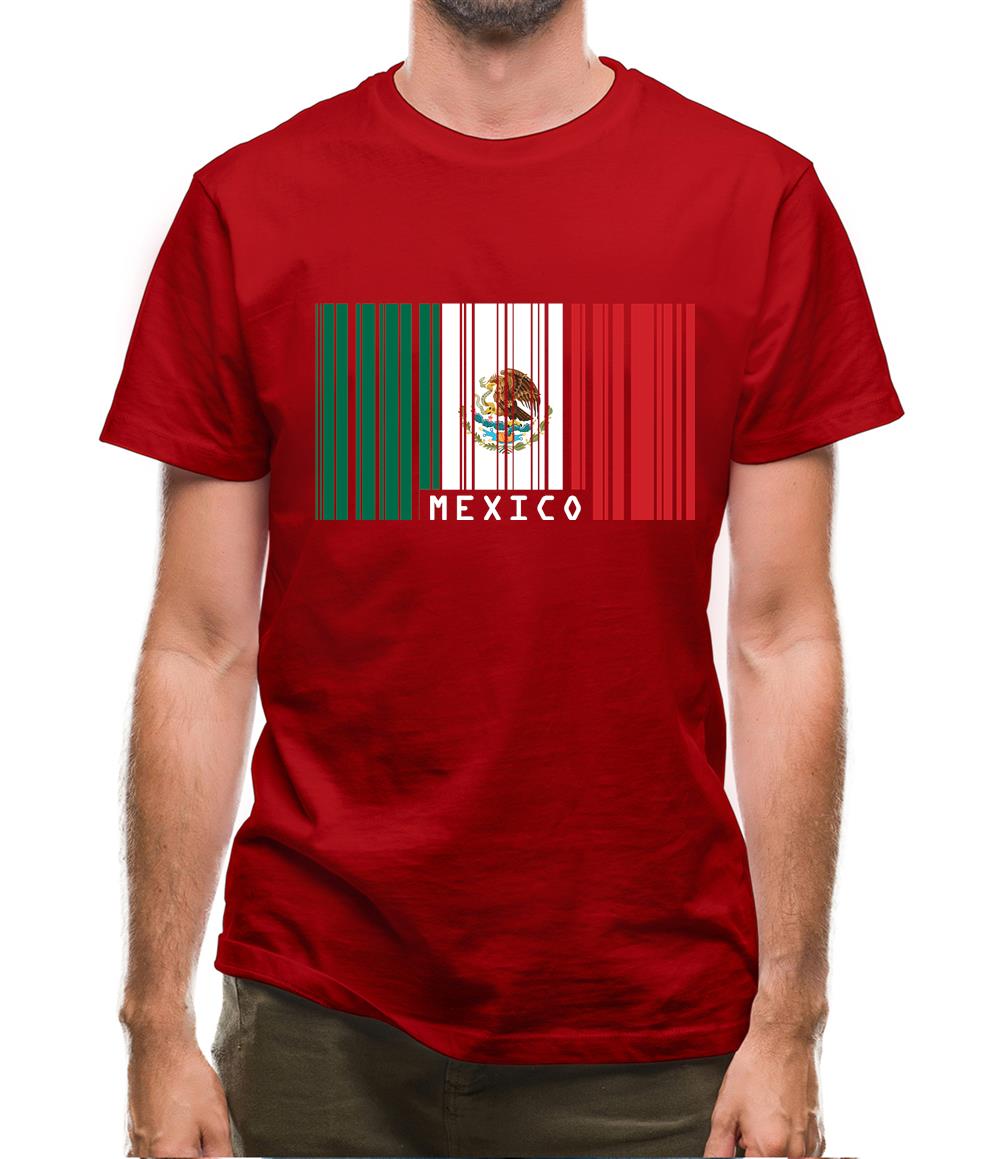 Mexico Barcode Style Flag Mens T-Shirt