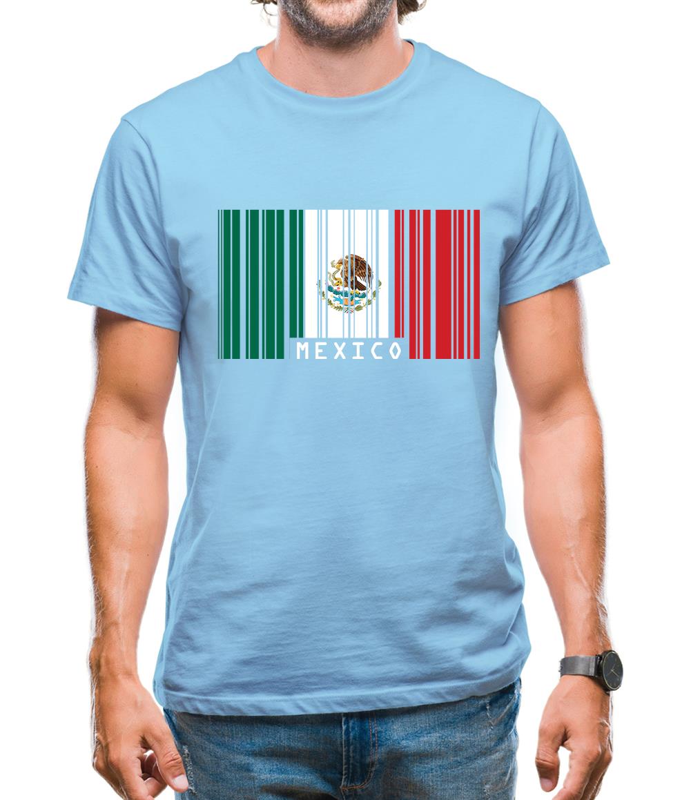 Mexico Barcode Style Flag Mens T-Shirt
