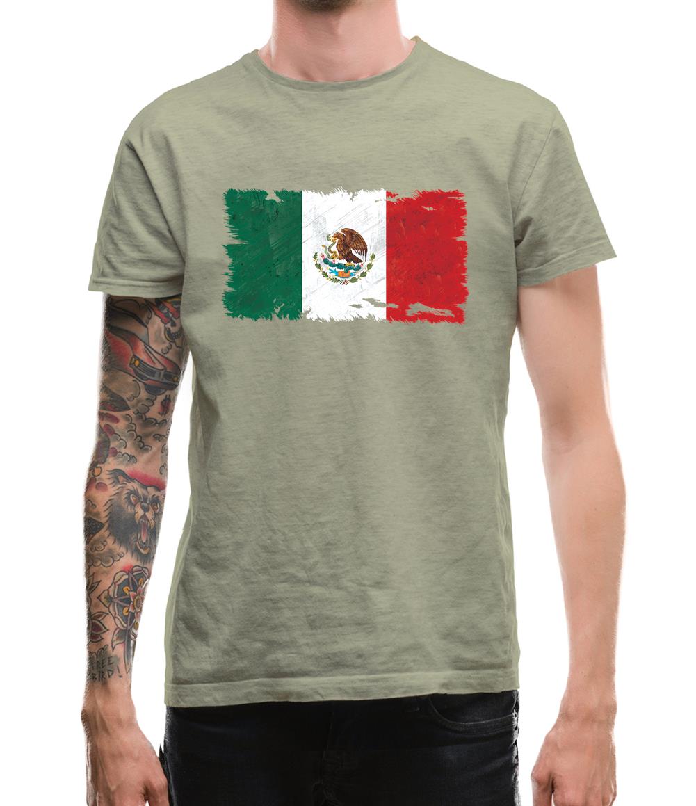 Mexico Grunge Style Flag Mens T-Shirt