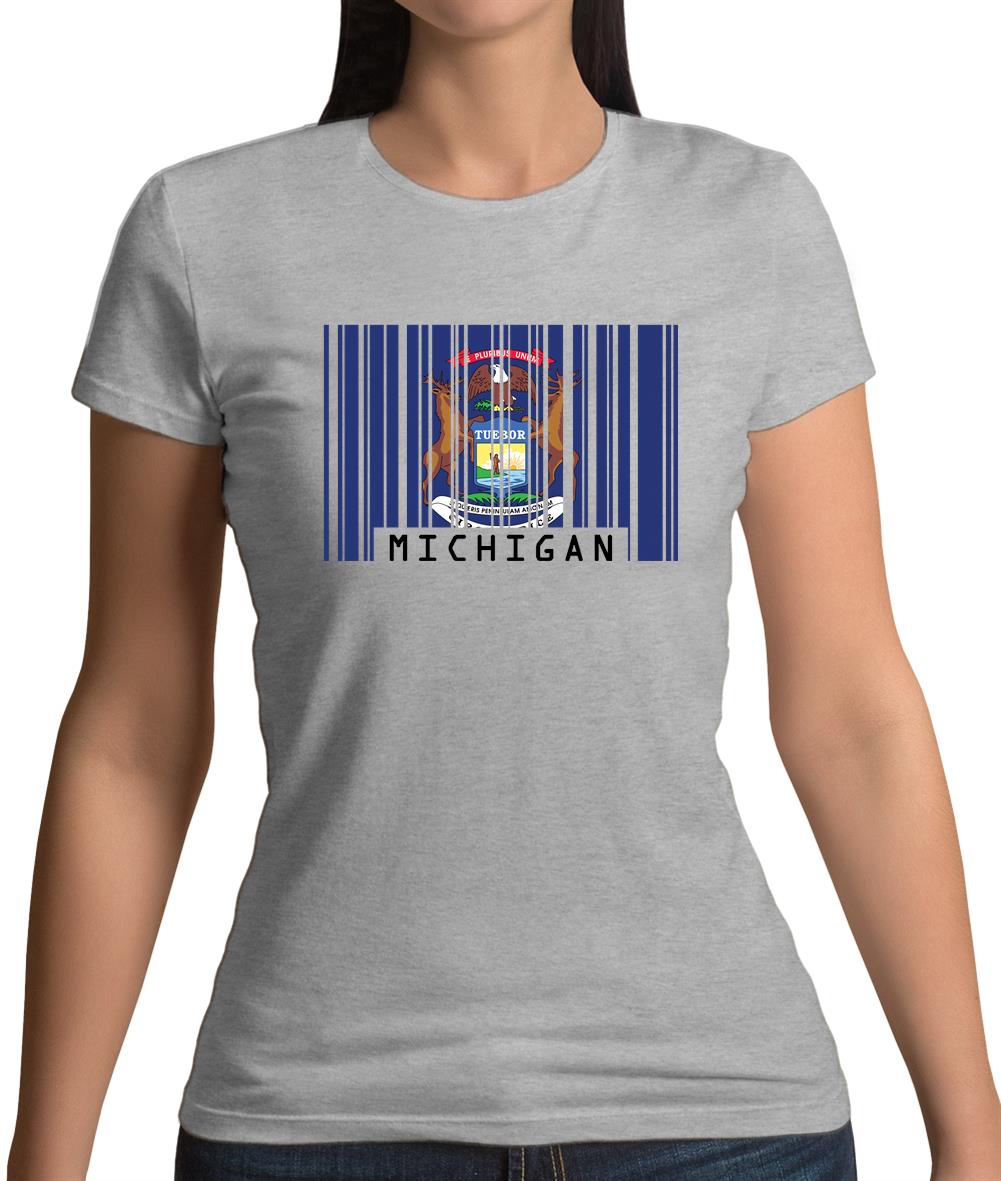 Michigan Barcode Style Flag Womens T-Shirt