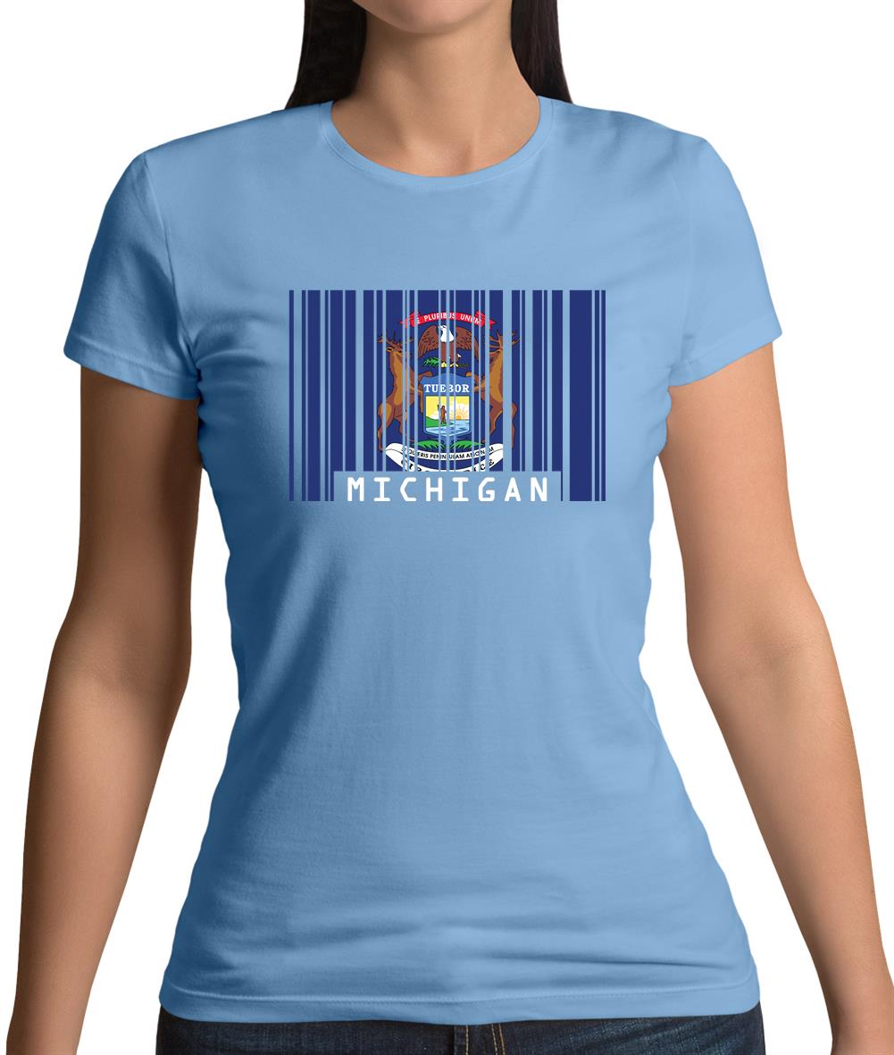 Michigan Barcode Style Flag Womens T-Shirt