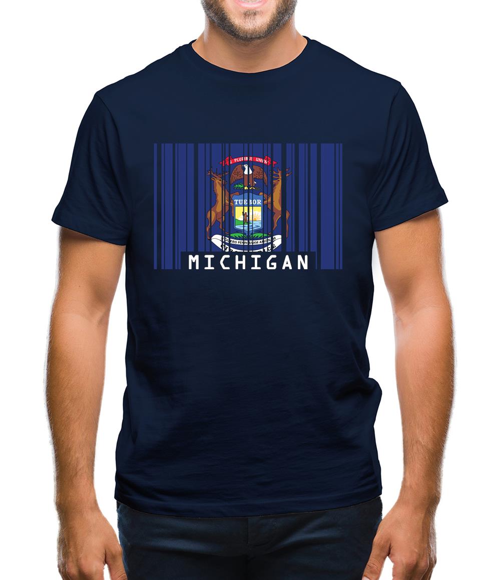 Michigan Barcode Style Flag Mens T-Shirt