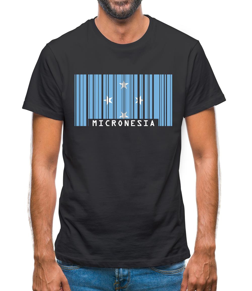 Micronesia Barcode Style Flag Mens T-Shirt