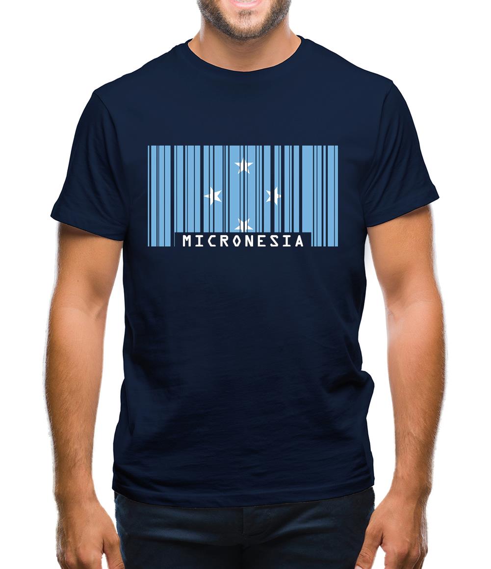 Micronesia Barcode Style Flag Mens T-Shirt