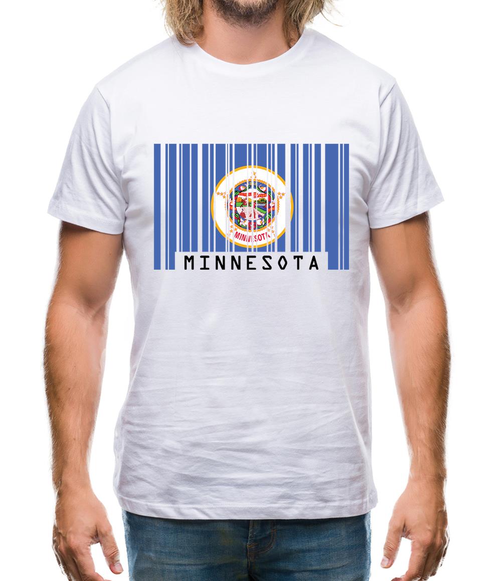 Minnesota Barcode Style Flag Mens T-Shirt