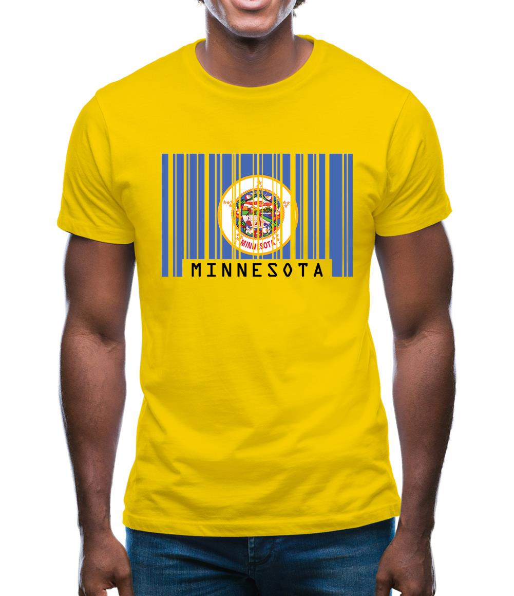 Minnesota Barcode Style Flag Mens T-Shirt
