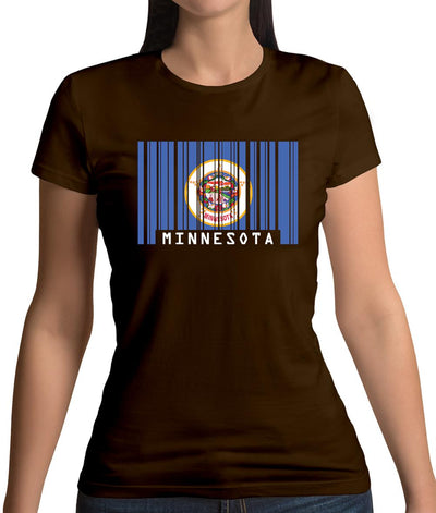 Minnesota Barcode Style Flag Womens T-Shirt
