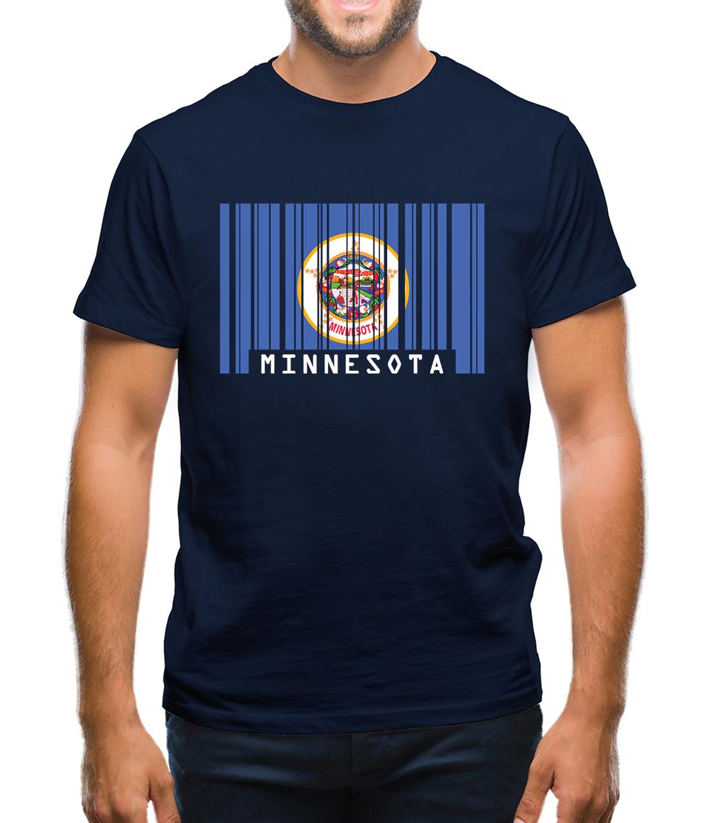 Minnesota Barcode Style Flag Mens T-Shirt