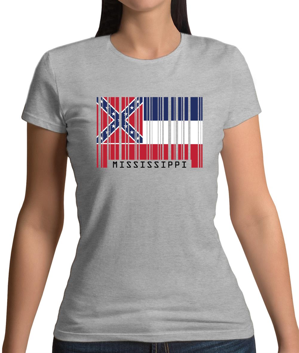 Mississippi Barcode Style Flag Womens T-Shirt