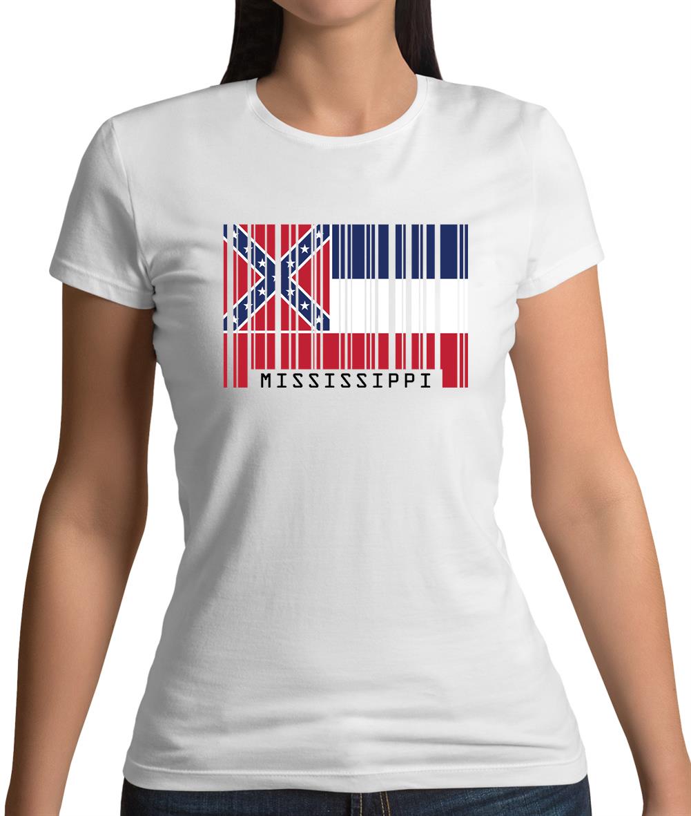 Mississippi Barcode Style Flag Womens T-Shirt