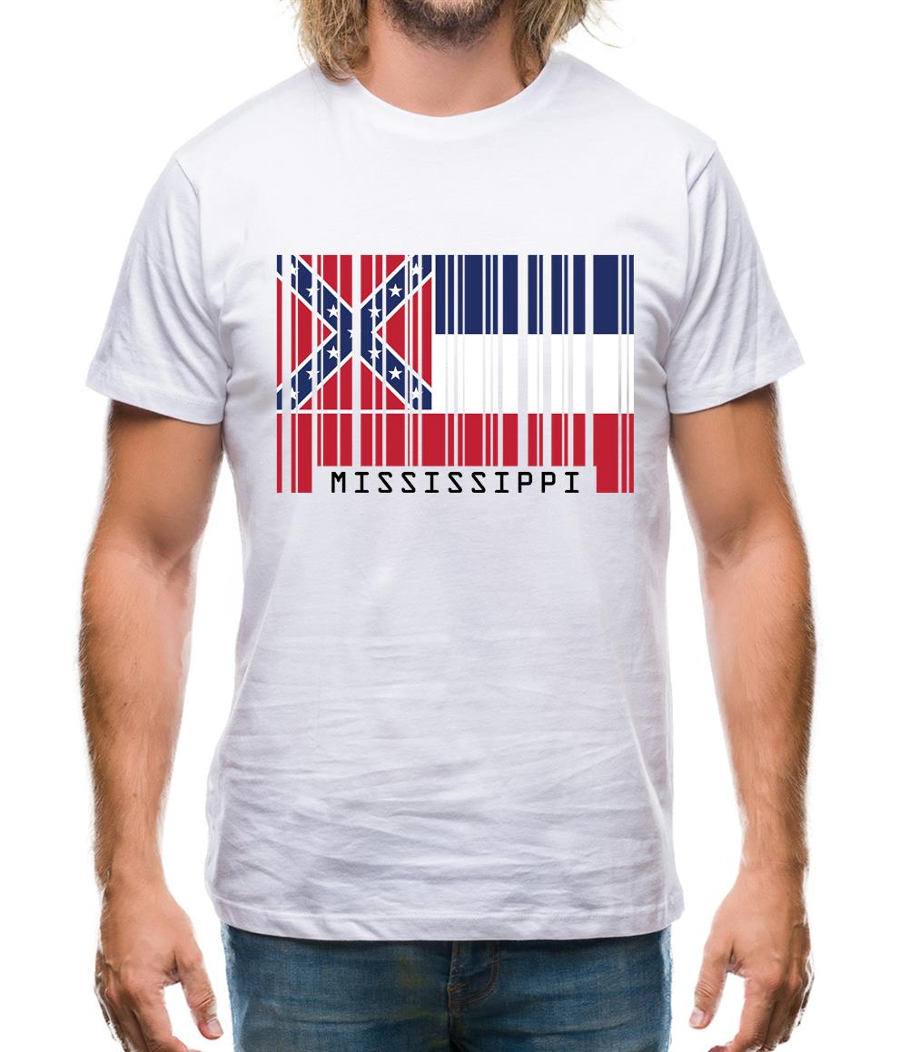Mississippi Barcode Style Flag Mens T-Shirt