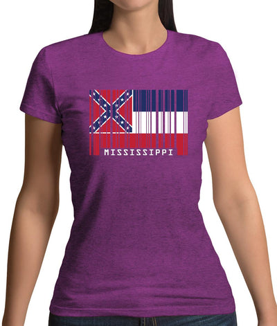 Mississippi Barcode Style Flag Womens T-Shirt