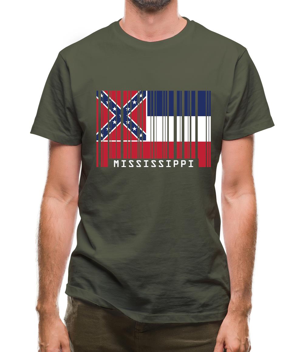 Mississippi Barcode Style Flag Mens T-Shirt