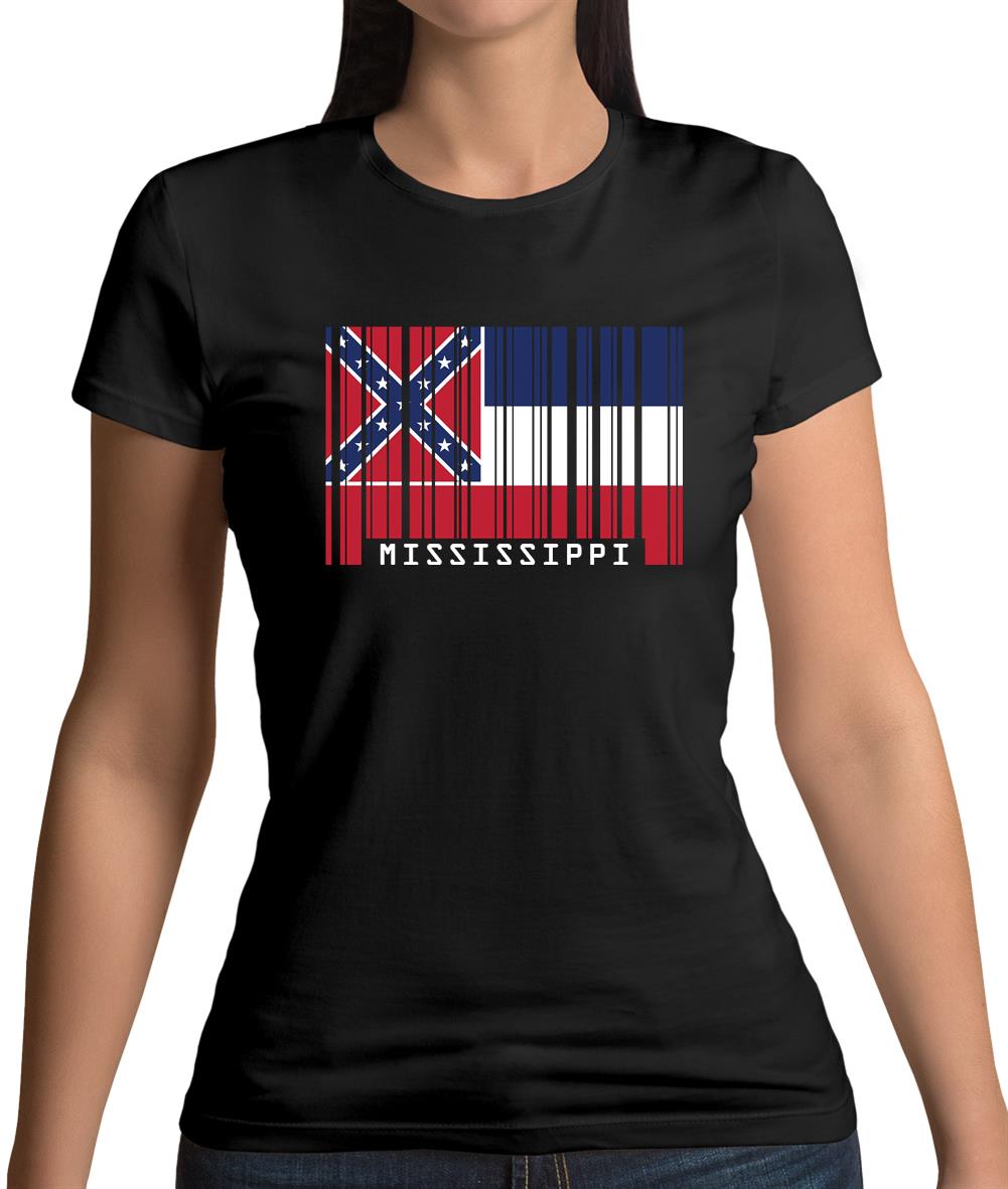 Mississippi Barcode Style Flag Womens T-Shirt