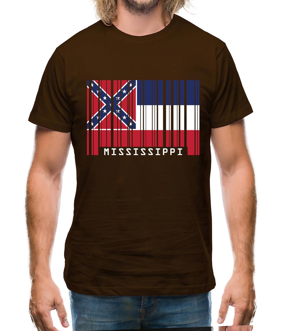 Mississippi Barcode Style Flag Mens T-Shirt