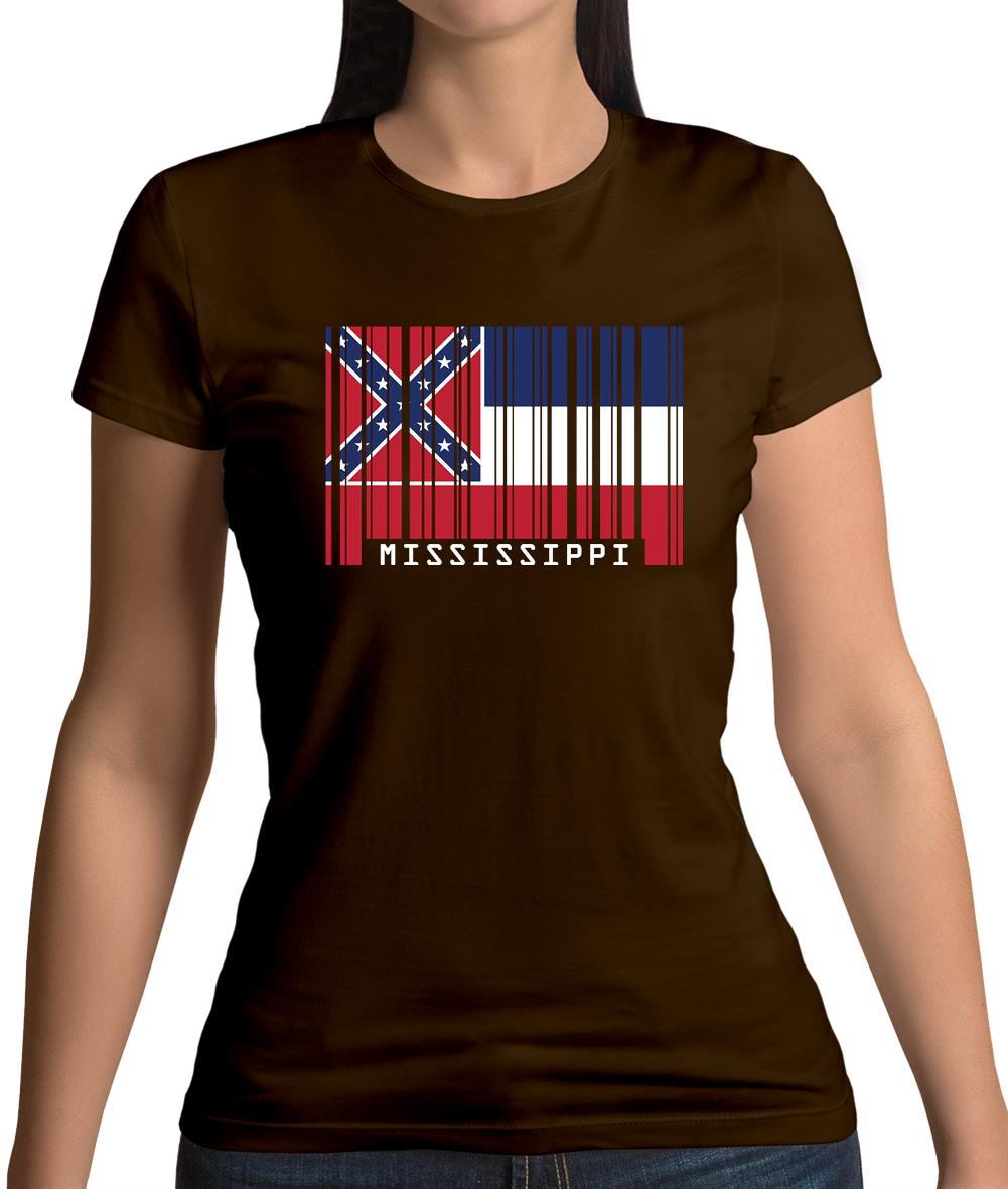 Mississippi Barcode Style Flag Womens T-Shirt