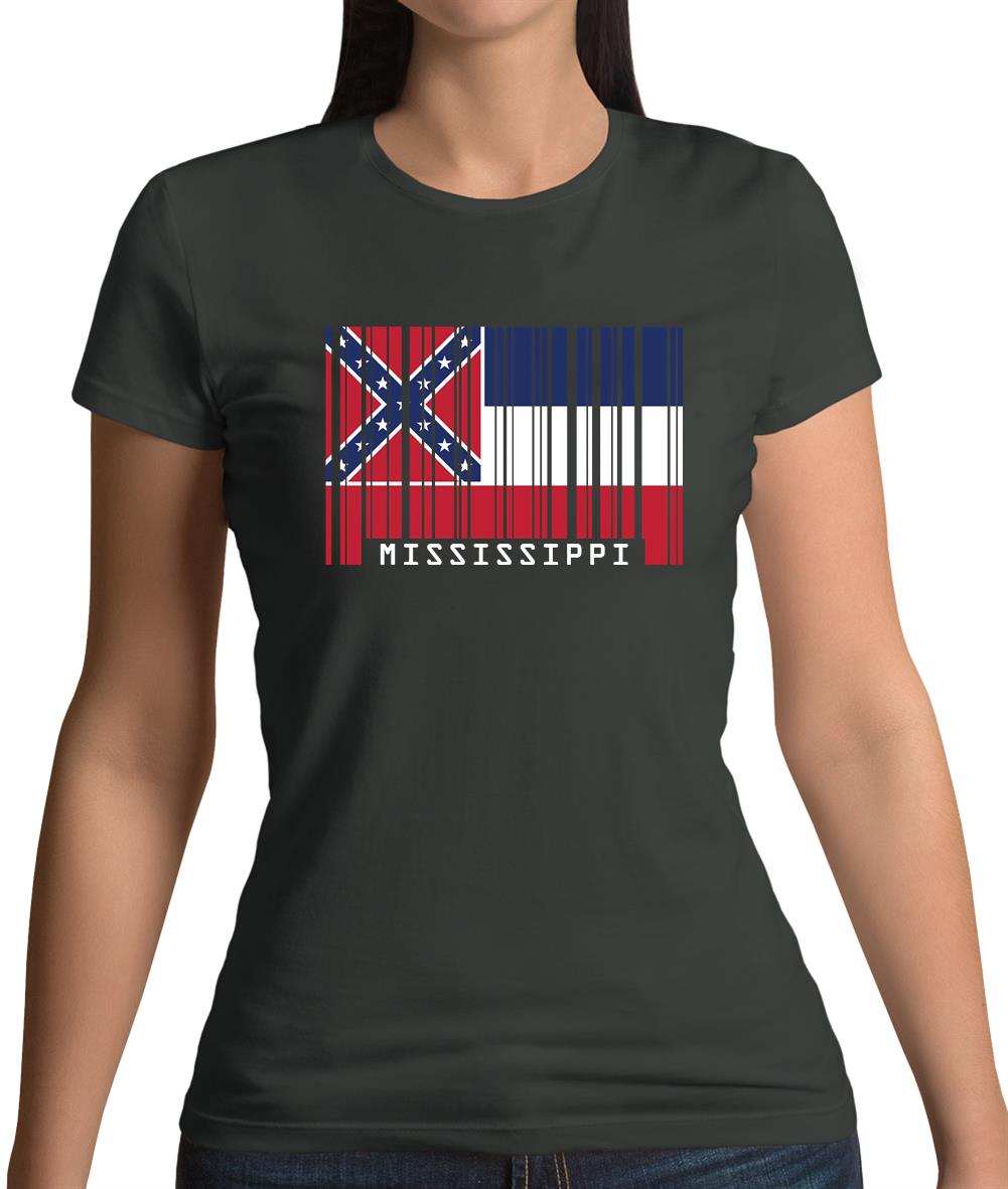 Mississippi Barcode Style Flag Womens T-Shirt