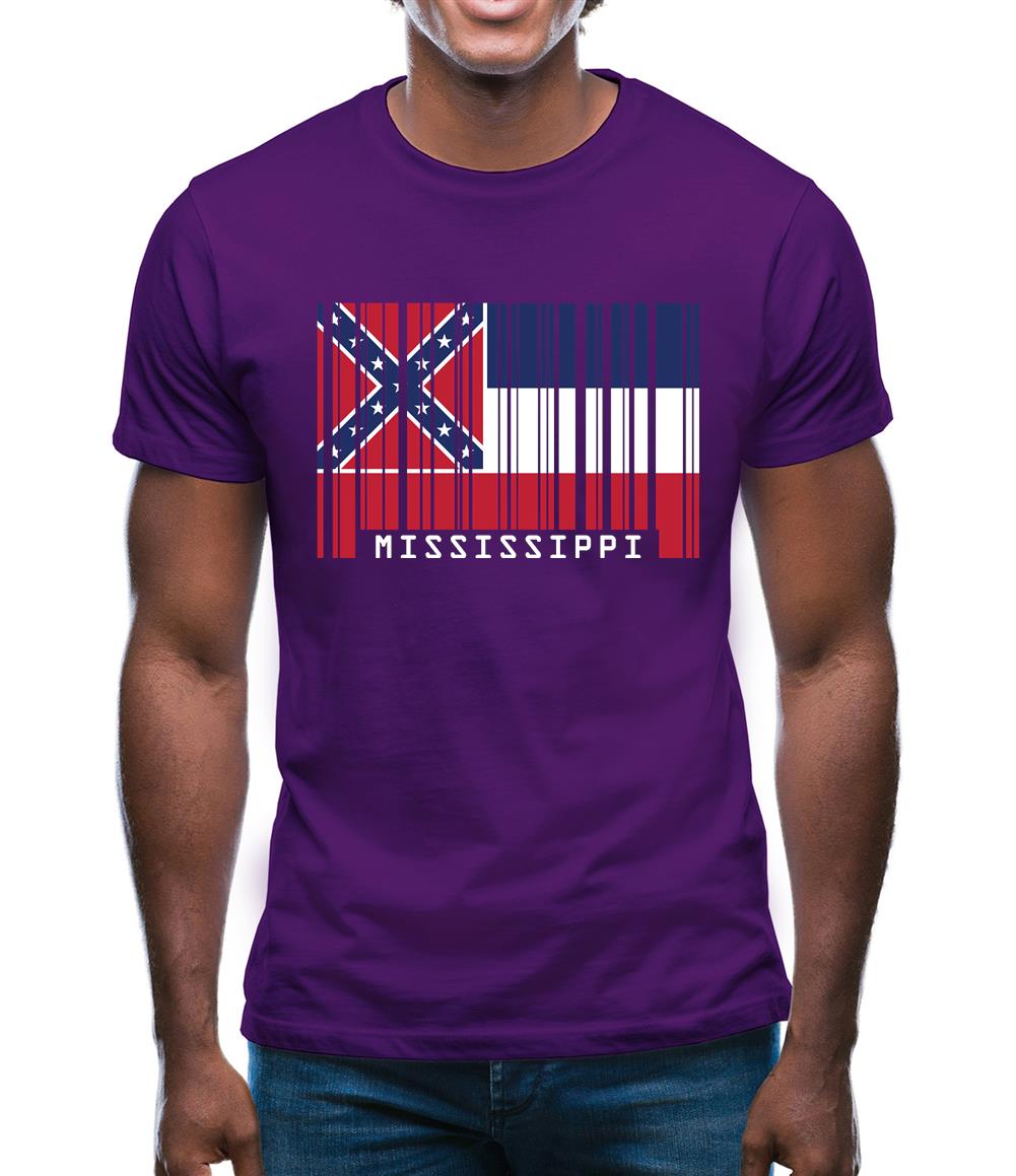 Mississippi Barcode Style Flag Mens T-Shirt