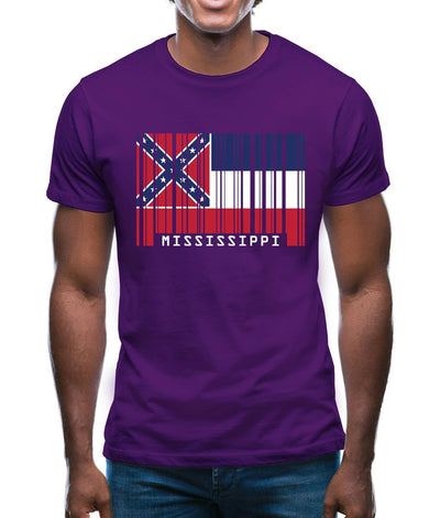 Mississippi Barcode Style Flag Mens T-Shirt