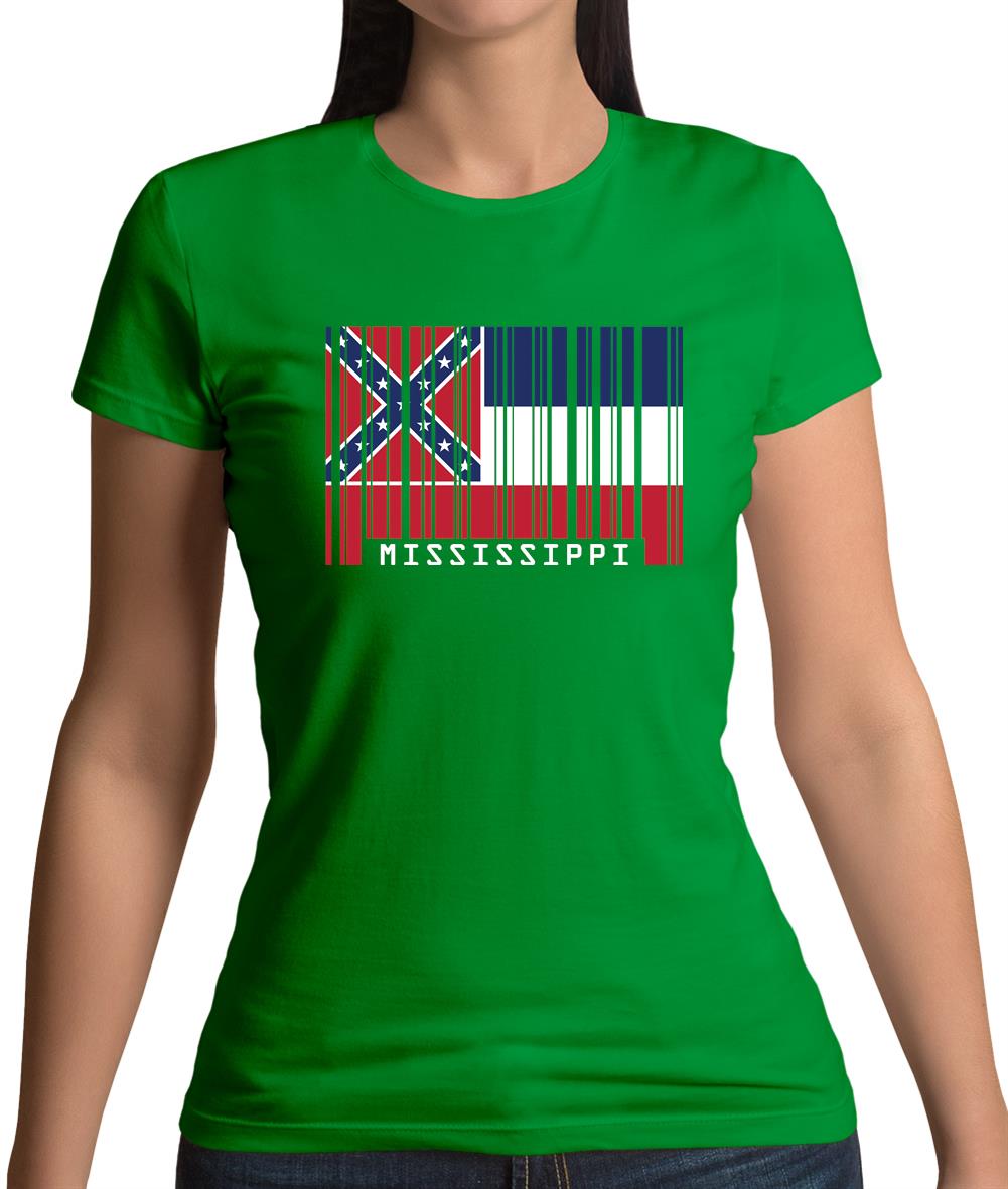 Mississippi Barcode Style Flag Womens T-Shirt