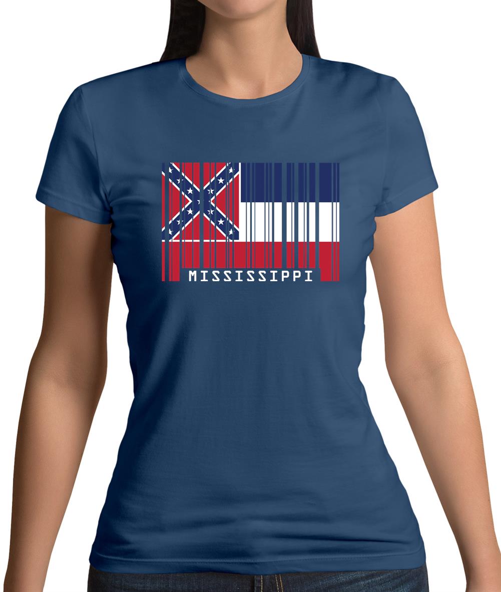 Mississippi Barcode Style Flag Womens T-Shirt