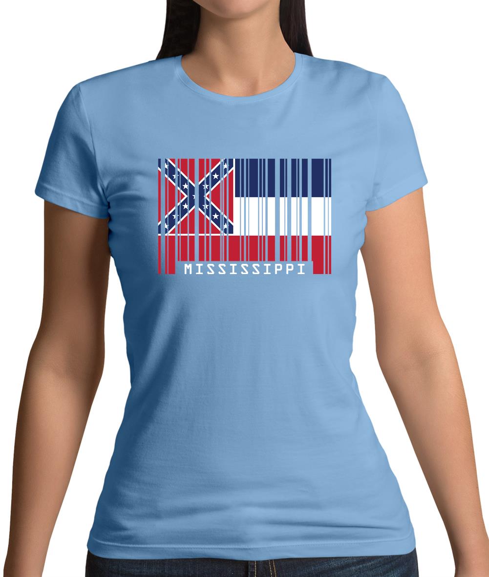 Mississippi Barcode Style Flag Womens T-Shirt