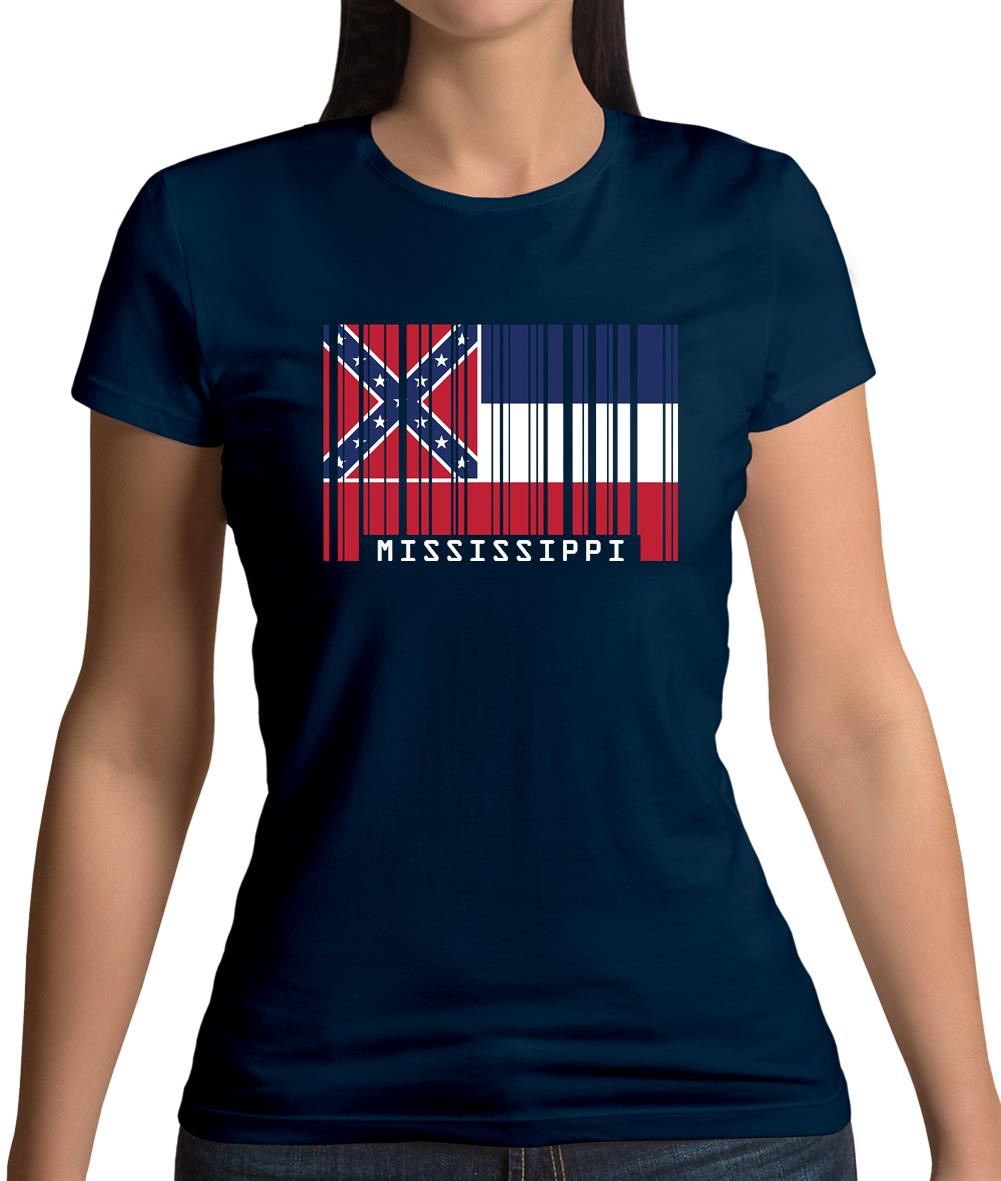 Mississippi Barcode Style Flag Womens T-Shirt