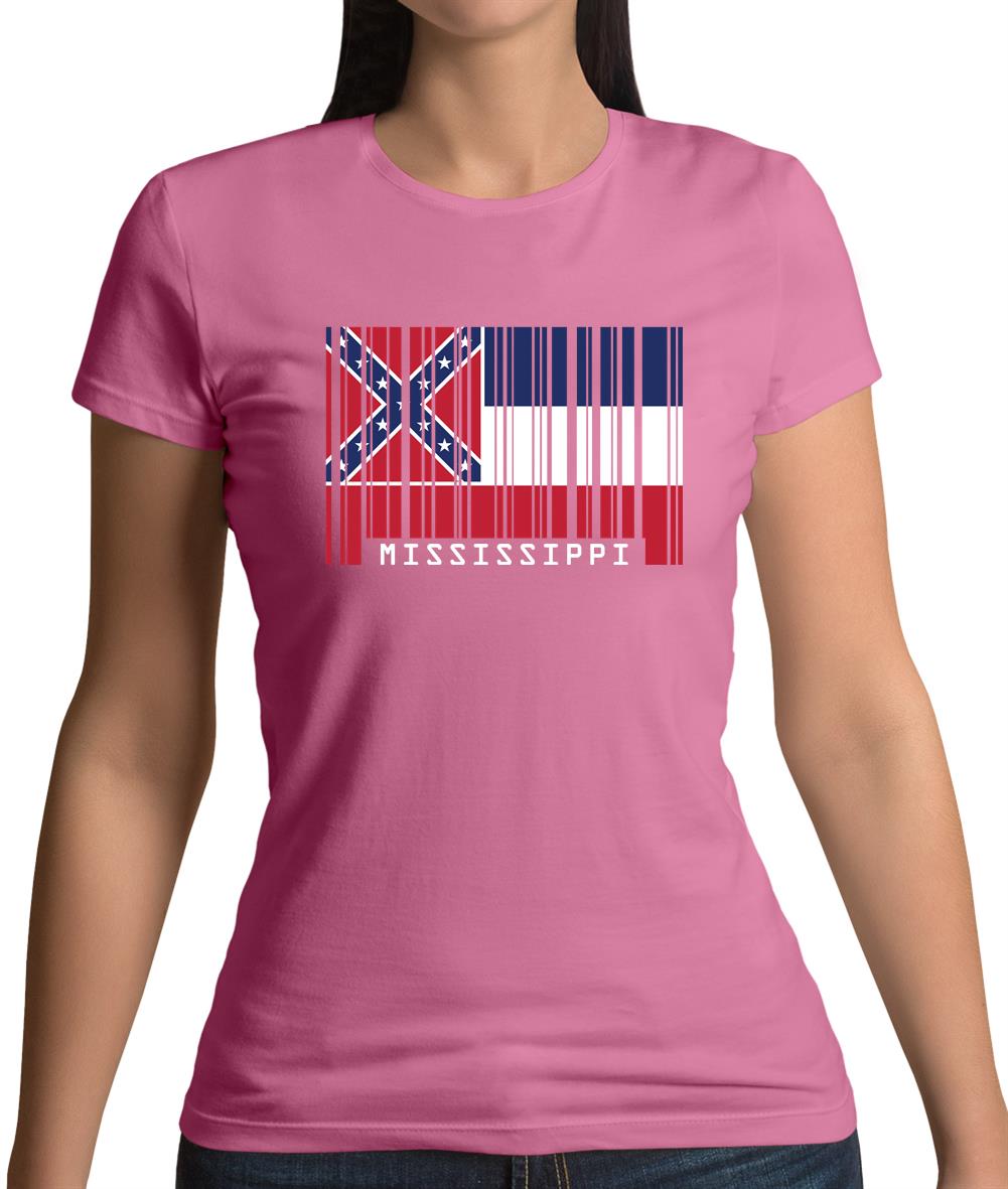 Mississippi Barcode Style Flag Womens T-Shirt