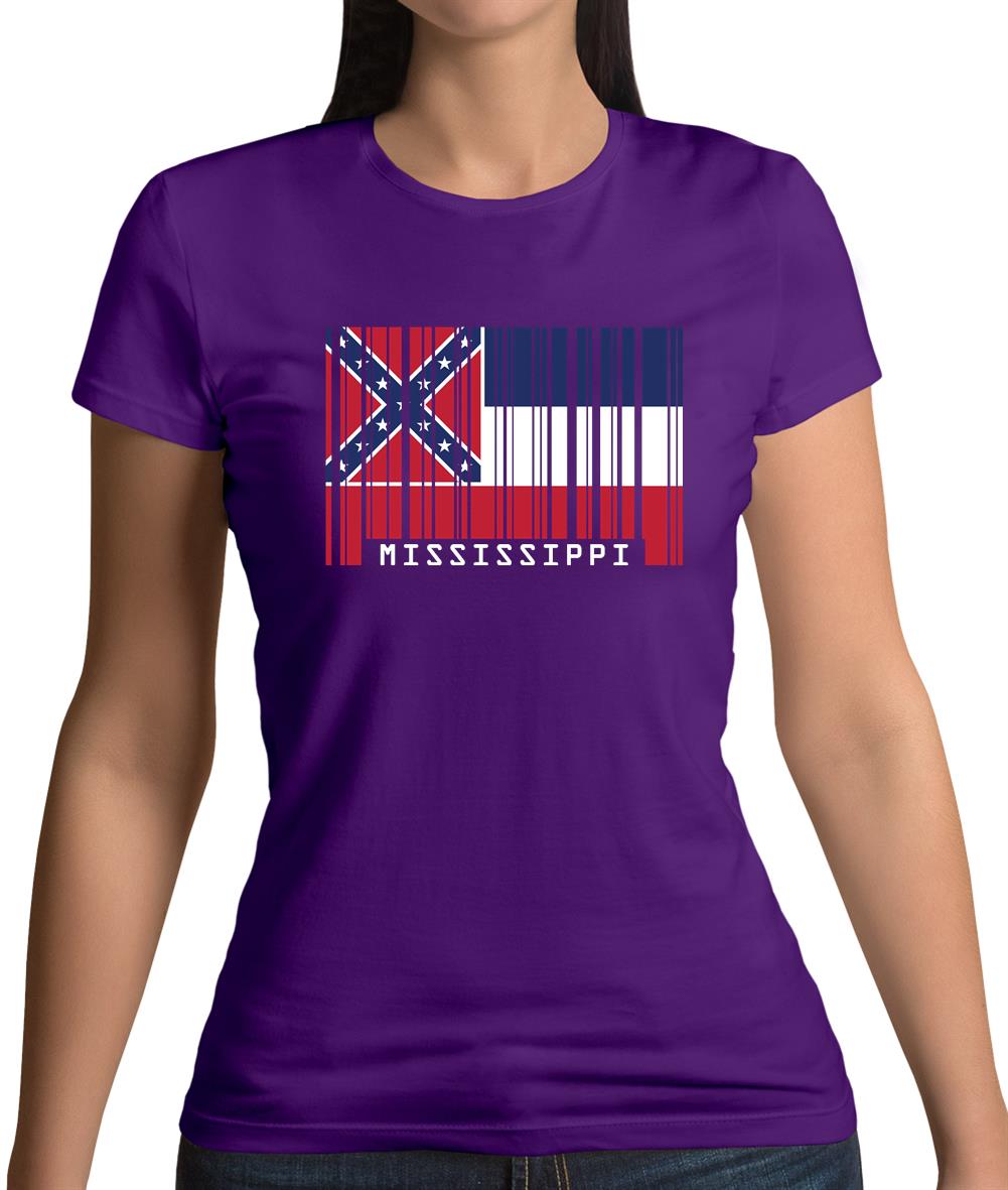 Mississippi Barcode Style Flag Womens T-Shirt