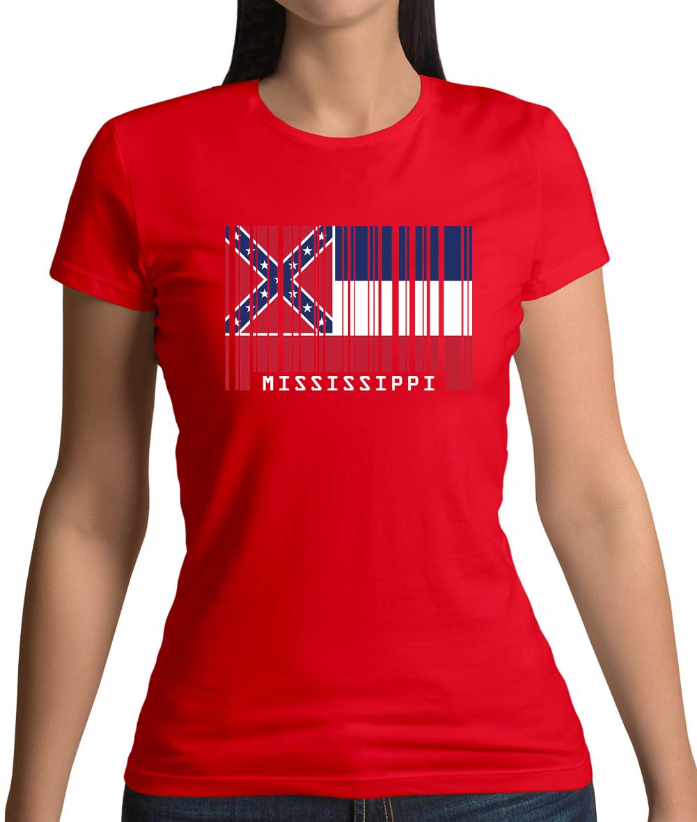 Mississippi Barcode Style Flag Womens T-Shirt