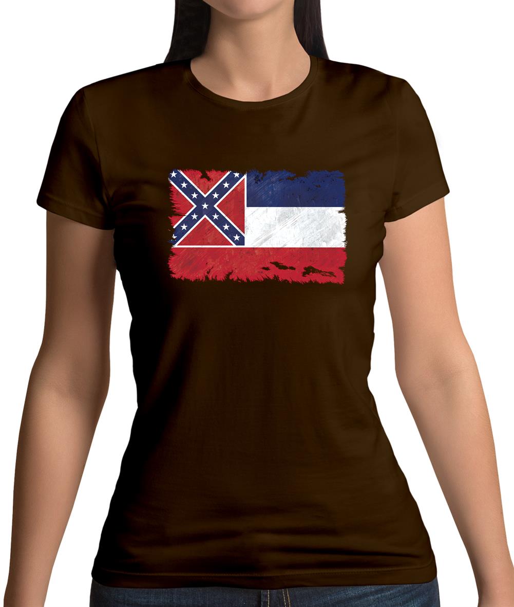 Mississippi Grunge Style Flag Womens T-Shirt