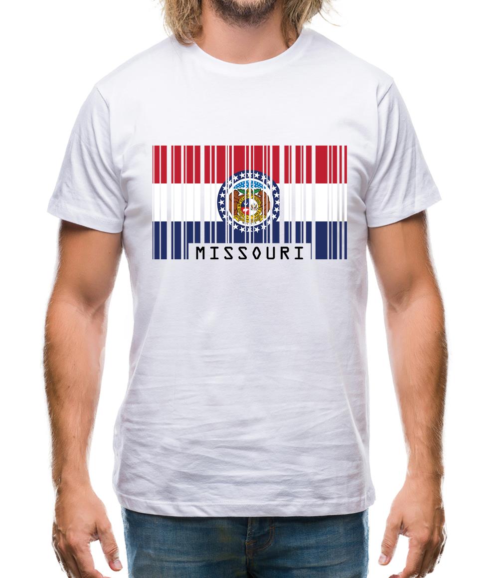 Missouri Barcode Style Flag Mens T-Shirt