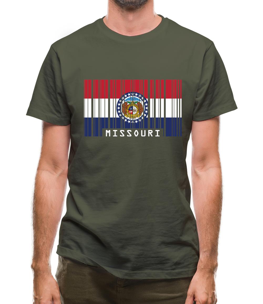 Missouri Barcode Style Flag Mens T-Shirt