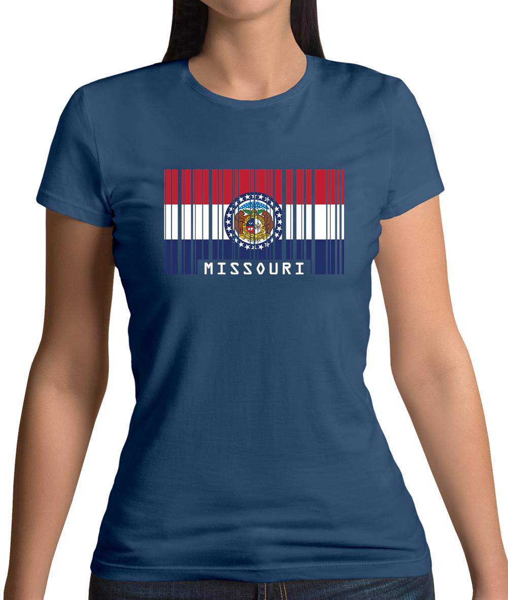 Missouri Barcode Style Flag Womens T-Shirt