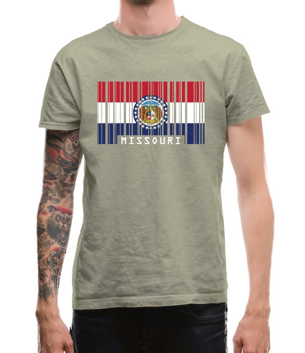Missouri Barcode Style Flag Mens T-Shirt
