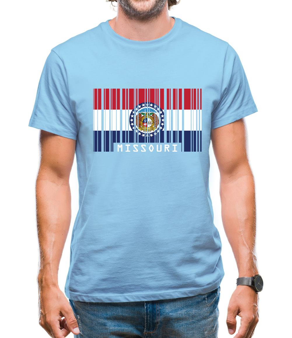 Missouri Barcode Style Flag Mens T-Shirt