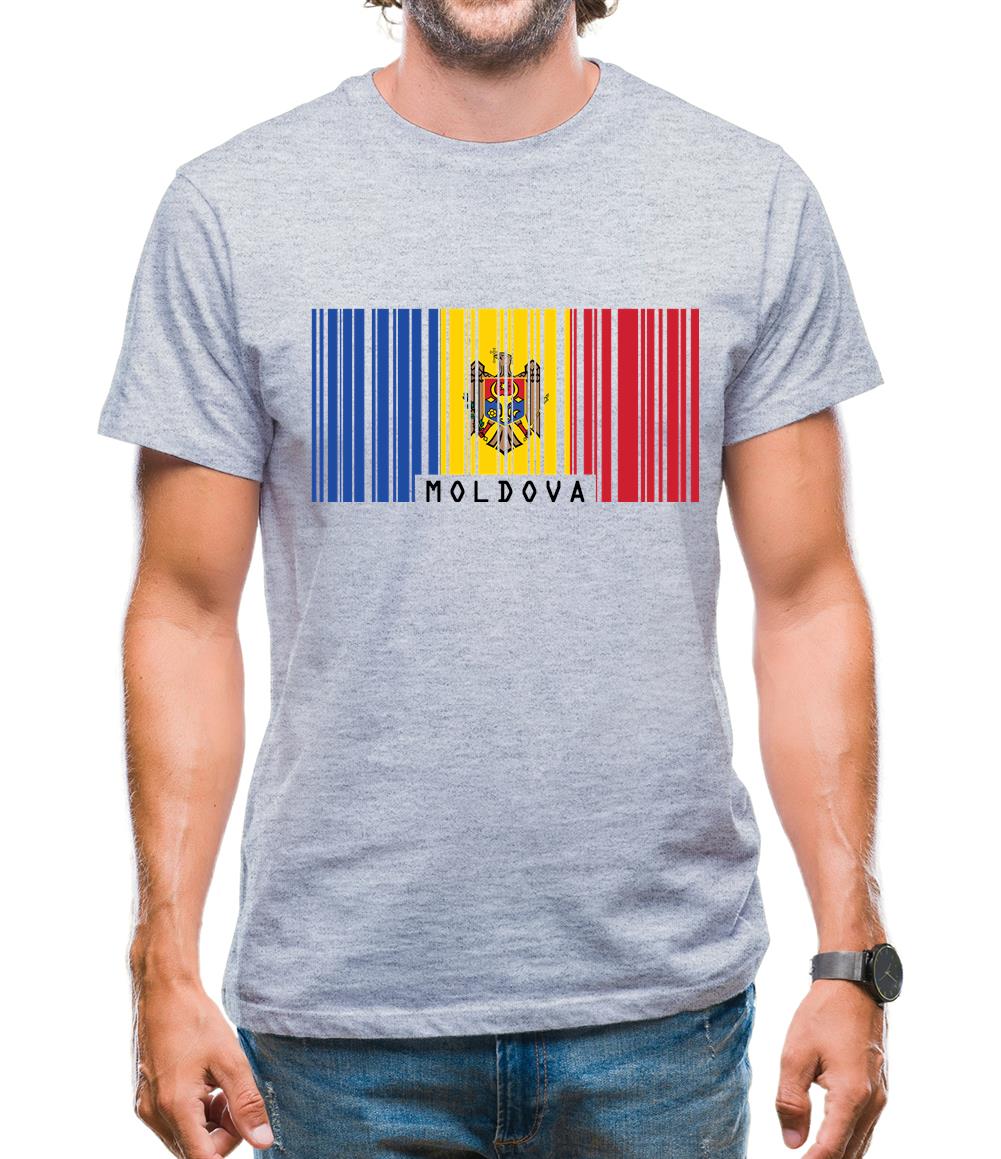 Moldova Barcode Style Flag Mens T-Shirt