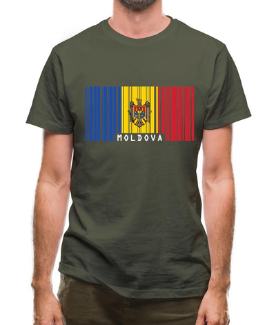 Moldova Barcode Style Flag Mens T-Shirt