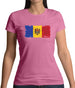 Moldova Grunge Style Flag Womens T-Shirt