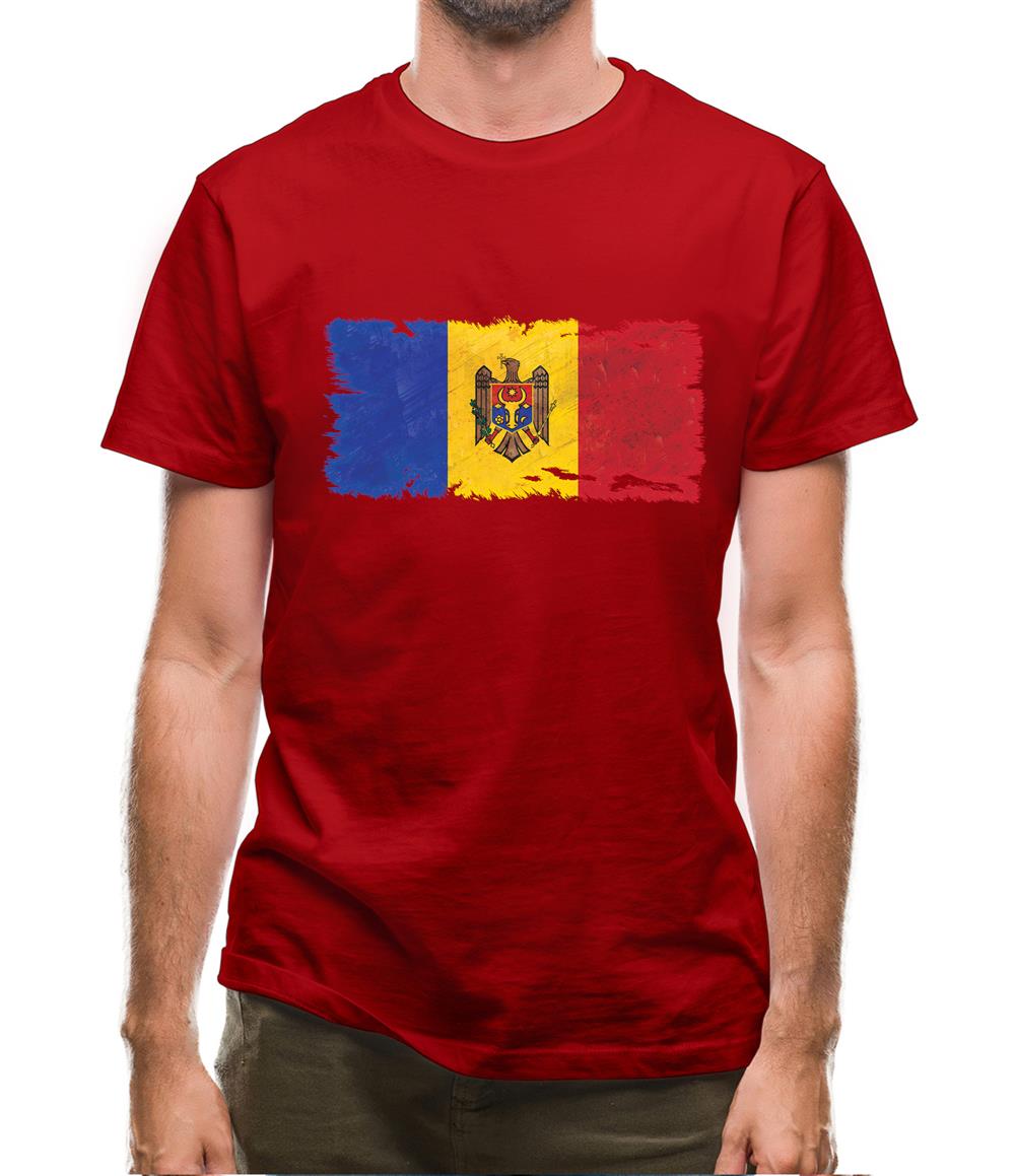 Moldova Grunge Style Flag Mens T-Shirt